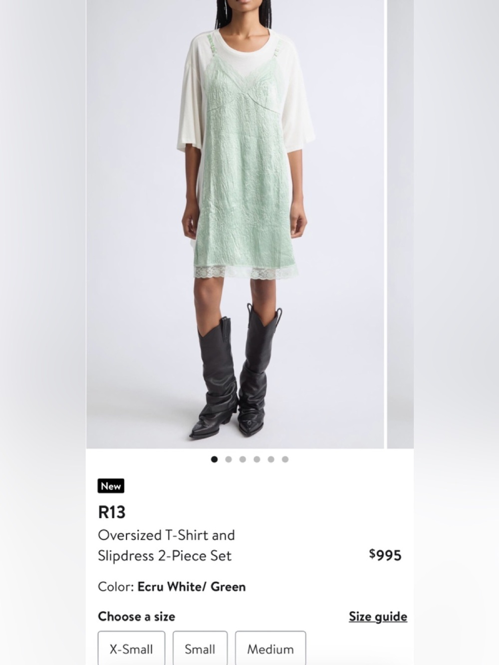 R13 OVERSIZED TEE DRESS WITH SLIP